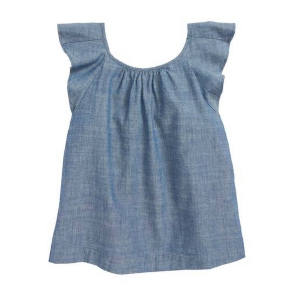 JCrew Crewcuts flutter sleeve chambray top size 12